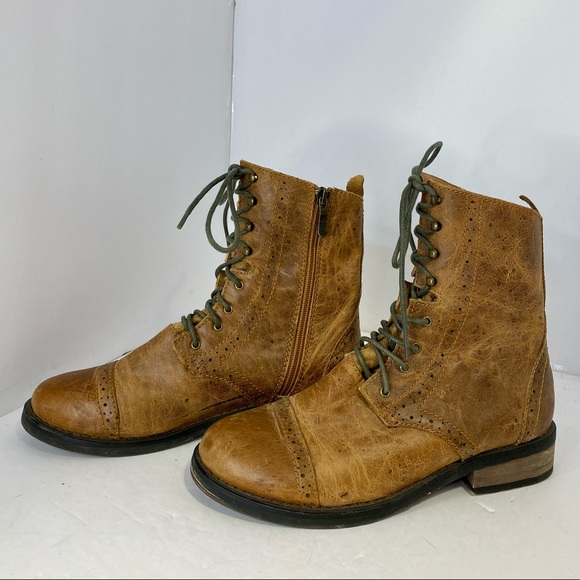 Two Lips brown leather lace up boots size 7.5 - Picture 3 of 5